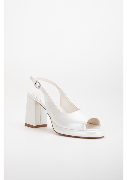 Kadın Abiye Platform Topuklu Ayakkabı Sedef Cilt Yuvarlak Açık Burun fırsatları