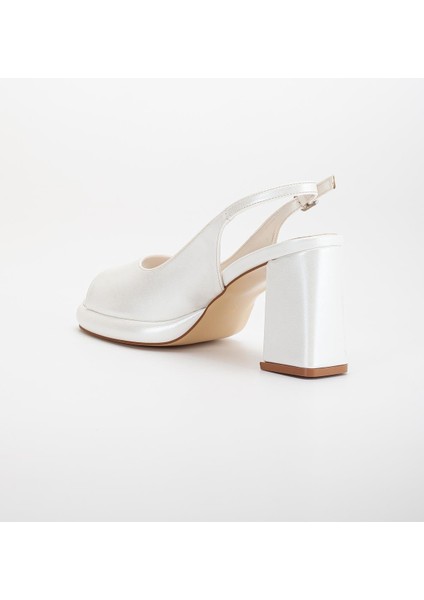 Kadın Abiye Platform Topuklu Ayakkabı Sedef Cilt Yuvarlak Açık Burun indirimleri