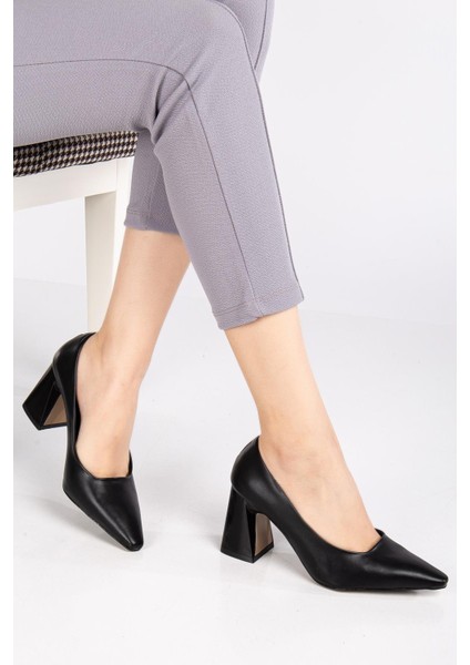 Kadın Kalın Topuklu Stiletto Siyah Düz Model Sivri fiyatları