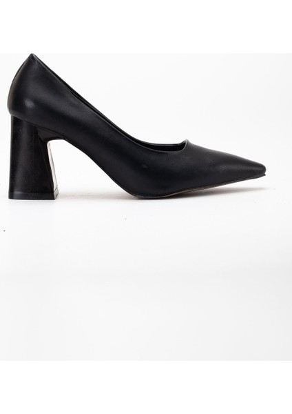 Kadın Kalın Topuklu Stiletto Siyah Düz Model Sivri modelleri