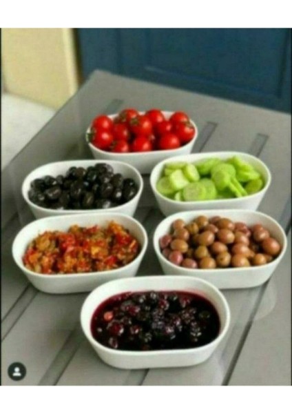 6 Adet Oval Çerezlik/kahvaltılık Sunum Tabağı Seti - Beyaz 15X8 cm Trilla fiyatları