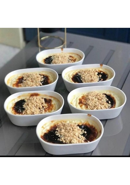 6 Adet Oval Çerezlik/kahvaltılık Sunum Tabağı Seti - Beyaz 15X8 cm Trilla modelleri