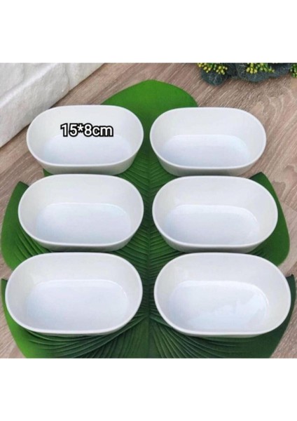 6 Adet Oval Çerezlik/kahvaltılık Sunum Tabağı Seti - Beyaz 15X8 cm Trilla fırsatları