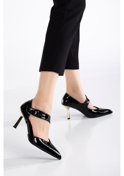 Kadın Stiletto Siyah Rugan Baretli Ince Topuklu fiyatları