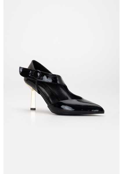 Kadın Stiletto Siyah Rugan Baretli Ince Topuklu fırsatları