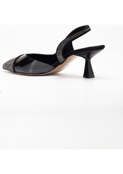 Kadın Abiye Ayakkabı Platin Taşlı Şeffaf Topuk Açık indirimleri