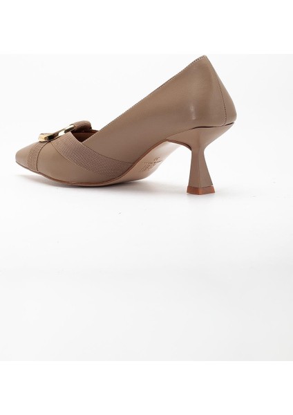 Kadın Topuklu Ayakkabı Vizon Halka Tokalı Kadeh Topuklu indirimleri