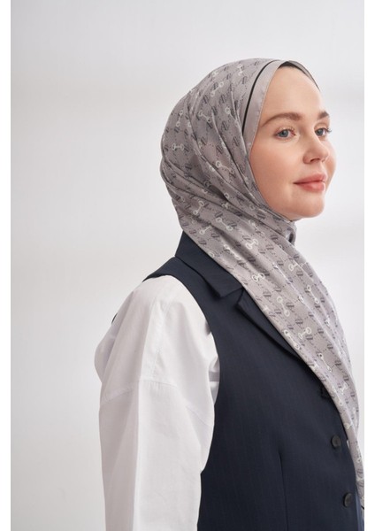 Vual Monogram Desen Şal 3361-STONE