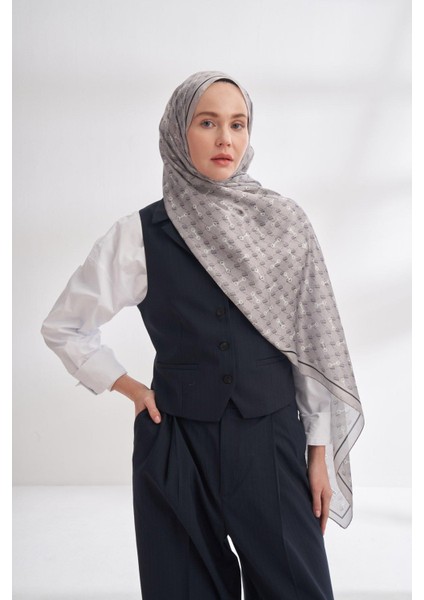 Vual Monogram Desen Şal 3361-STONE