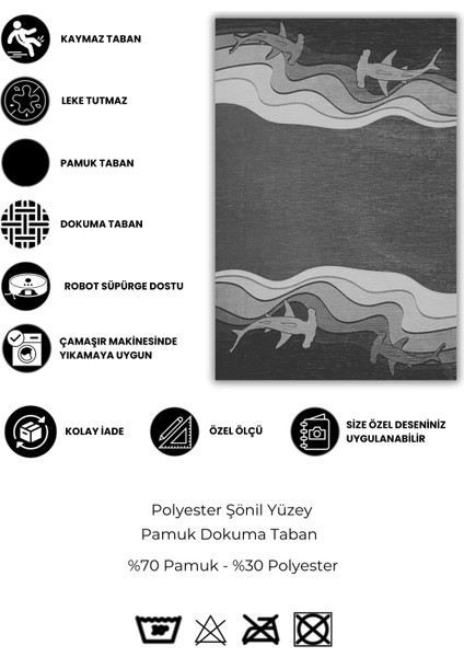 Çekiç Baş Köpekbalığı Desenli Scuba Dalış Su Altı Temalı Dijital Baskılı Genç Odası Halısı indirimleri