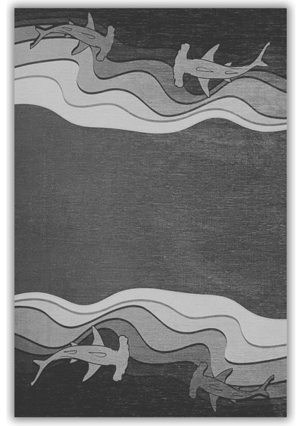 Çekiç Baş Köpek Balığı Desenli Scuba Dalış Su Altı Temalı Dokuma Kaymaz Tabanlı Yazlık Halısı fiyatları