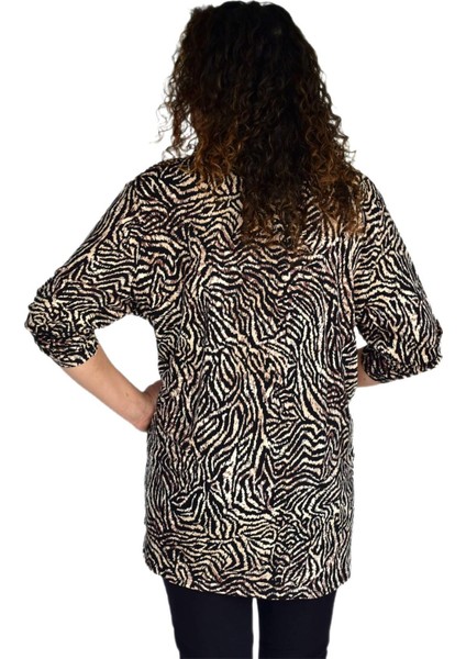 Kadın Büyük Beden Leopar Desen Viskon Bluz BGL-ST04255 fırsatları