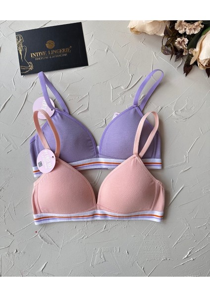Dominant %95 Pamuklu Balensiz Ince Askılı Genç Kız 2'li Alıştırma Sütyeni