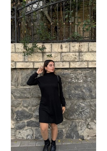 Kadın Uzun Kollu Balıkçı Yaka Kısa Şardonlu Kaşkorse Elbise fiyatları