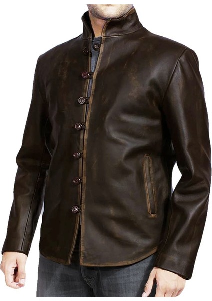 Prof Model Rönesans Zamanı Uzun Ceket Eskitmeli Askılı Düğme Kapamalı