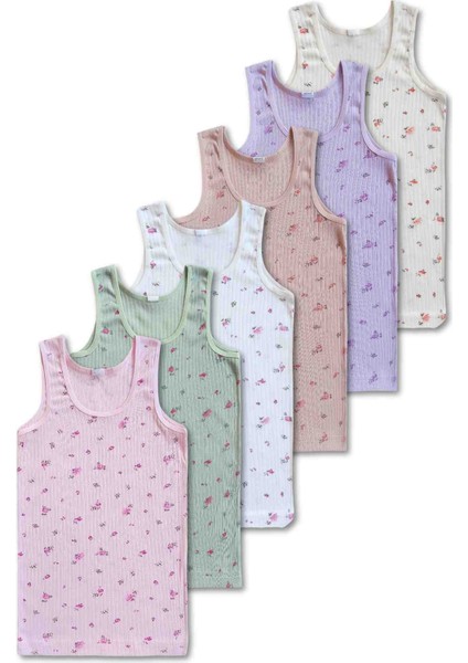 %100 Pamuklu Kız Çocuk Atlet Fanila Iç Çamaşır 6lı Set