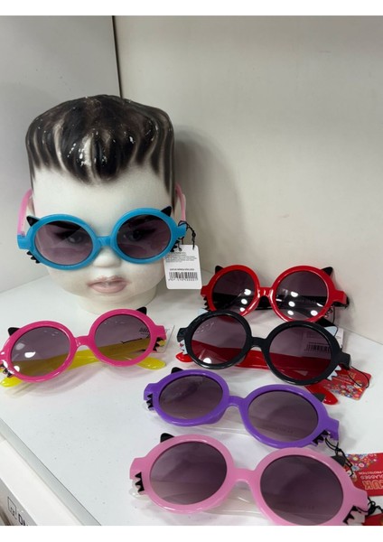 Unisex Yeni Model Karikatür Figürlü Yuvarlak Çocuk Gözlüğü