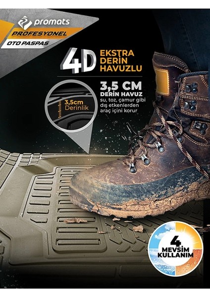 Hyunda İX35 2010 ve Sonrası 4d Oto Paspas Profesyonel Bej