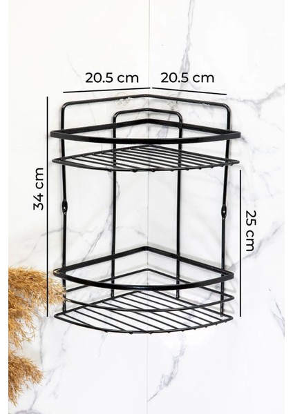 Yapışkanlı 2 Katlı Lamalı Paslanmaz Metal Köşe Banyo,duş Rafı,düzenleyici Duş Banyo Mutfak Lk-02