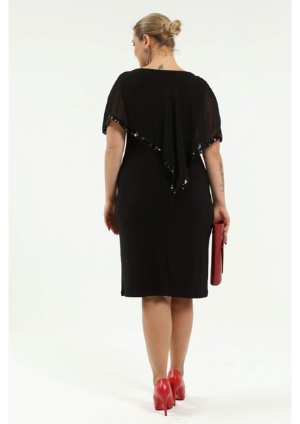 Büyük Beden Payetli Kısa Abiye Elbise KL8022K indirimleri