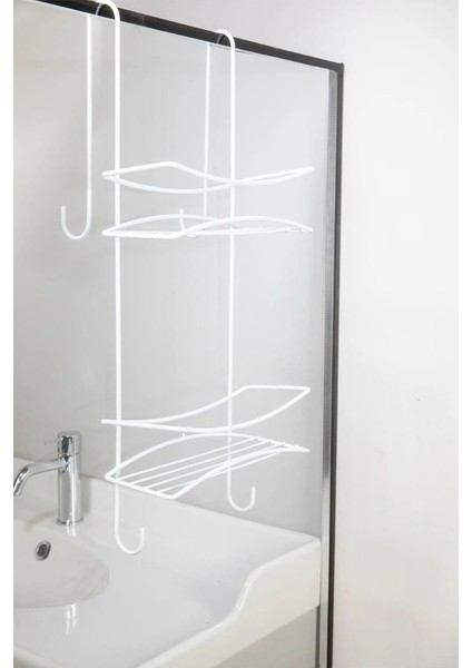 Paslanmaz Metal Askılı Banyo Rafı Duş Şampuanlık Duşakabin Havlu Askısı Düzenleyici Organizer