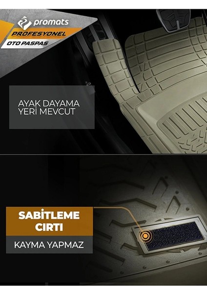 Peuget 308 2004 Model ve Sonrası Uyumlu Oto Paspas 4d Profesyonel (Bej)