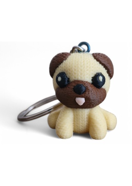 Örgü Pug Köpek Anahtarlık