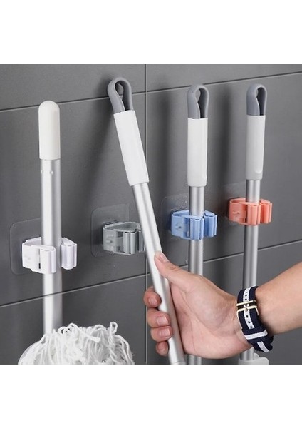 Pratik Yapışkanlı Pratik Mop Tutucu 4 Adet Beyaz