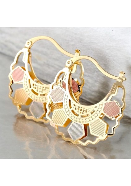 Üç Boyutlu Çiçek Tasarım Halka Kadın Küpe modelleri