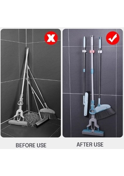 Pratik Yapışkanlı Pratik Mop Tutucu 4 Adet Beyaz