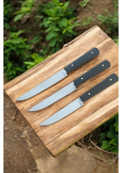 3'lü ,31-28.5-26.5 cm Ölçülerinde 4116, Sebze ve Et Bıçağı ,el Yapımı ,yerli, Kompakt Saplı Set