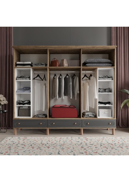Soho 6 Kapaklı Aynalı Çekmeceli Mdf Gardırop modelleri