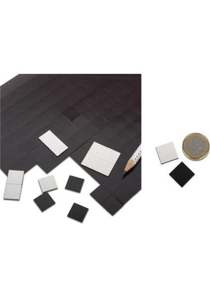 90 Adet 3m Etiket Magnet Yapışkanlı Magnet Mıknatıs, Dolap Mıknatısı 2X2CM Kare Kesimli Şerit Mıknatıs