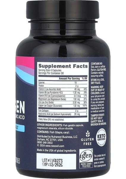 Marıne collagentype +Hyaluronıc Acıd 2 Gr collagen 120 CAPSULES
