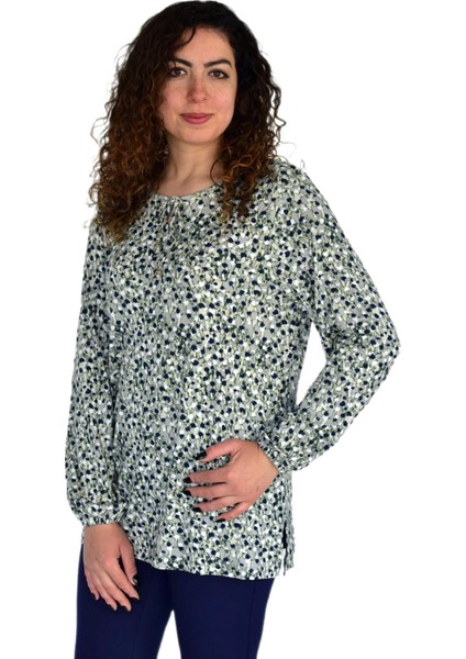 Kadın Ebruli Desen Baskılı Viscon Bluz BGL-ST04286 fiyatları