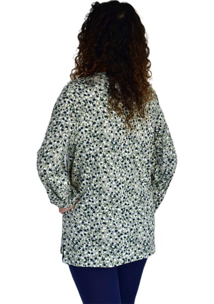 Kadın Ebruli Desen Baskılı Viscon Bluz BGL-ST04286 fırsatları