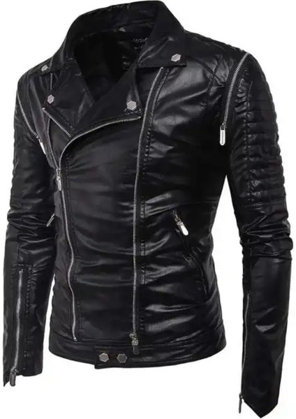 Hakiki Kuzu Derisi Omuzları Dikey Süs Fermuarlı Biker Mont modelleri