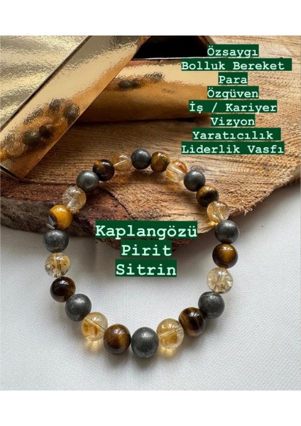 Kaplangözü - Pirit-Sitrin Doğal Taş Bileklik