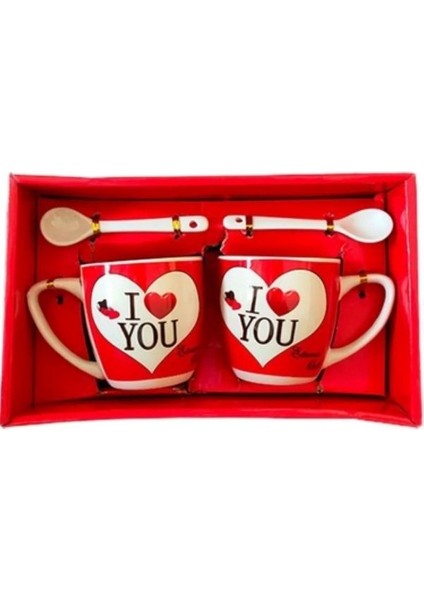 Sevgiliye Özel Love 2'li Kupa Bardak Seti Hediye Kutusu ile Birlikte