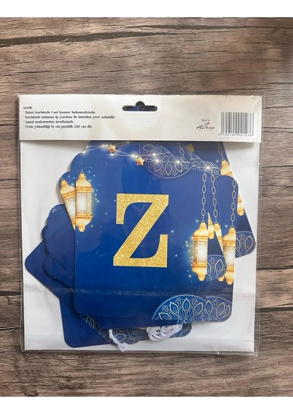 Hoşgeldin Ramazan Banner - Mavi Altın Dekoratif Yazı - 230 cm fiyatları