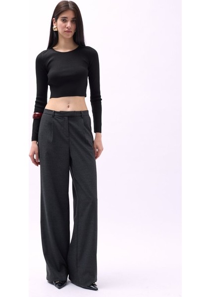 Bisiklet Yaka Dokulu Crop