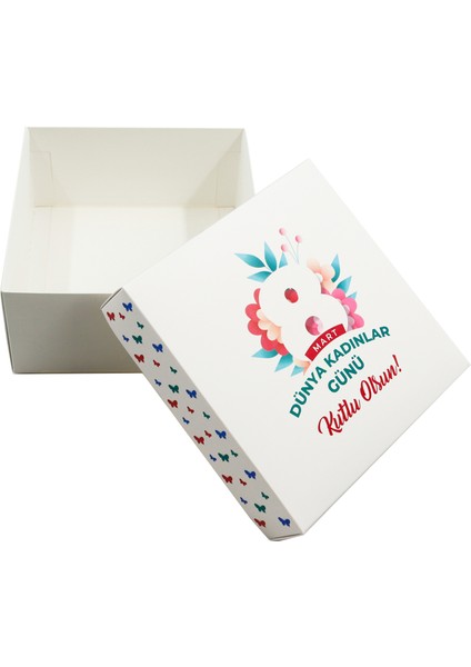 Özel Tasarım 8 Mart Kadınlar Günü Hediye Kutusu – 20 x 20 x 10 cm 1 Adet Model:3