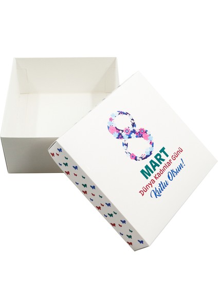 Özel Tasarım 8 Mart Kadınlar Günü Hediye Kutusu – 20 x 20 x 10 cm 1 Adet Model:2