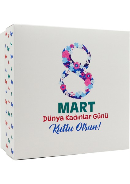 Özel Tasarım 8 Mart Kadınlar Günü Hediye Kutusu – 20 x 20 x 10 cm 1 Adet Model:2