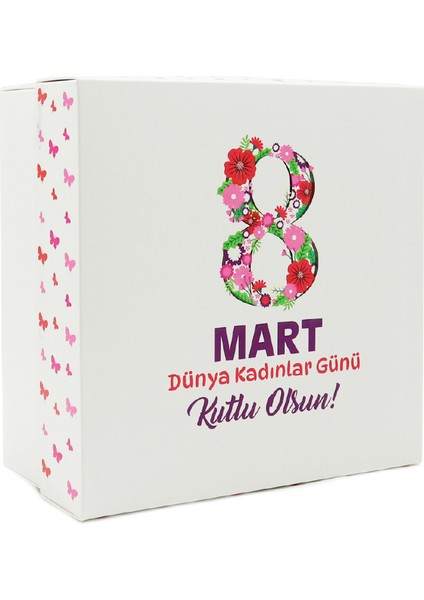 Özel Tasarım 8 Mart Kadınlar Günü Hediye Kutusu – 20 x 20 x 10 cm 1 Adet Model:1