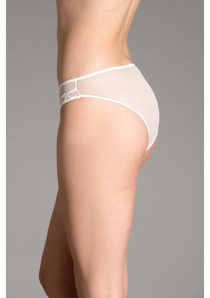 Kadın Dantelli Transparan Ekru Slip Külot C9T1N0O3363