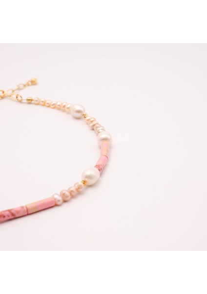 Love Cloe Kadın Pembe ve Beyaz Inci Kolye, Choker fiyatları