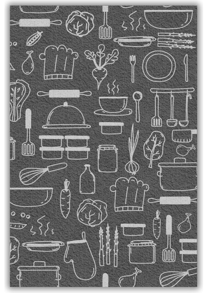 Mutfak Eşyaları Desenli Dijital Baskılı Gri Lekelere Dayanıklı Dokuma Tabanlı Kaymaz Mutfak Halısı fiyatları