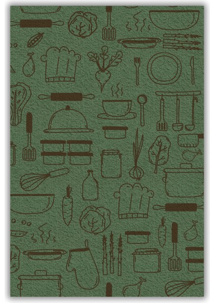 Mutfak Eşyaları Desenli Dijital Baskılı Yeşil Hav Yapmaz Dokuma Tabanlı Kaymaz Mutfak Halısı fiyatları