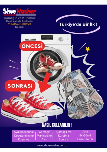 ÇAMAŞIR MAKİNESİNDE AYAKKABI-YIKAMA KURUTMA KESESİ (SHOE WASHER)